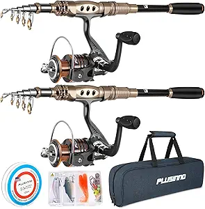 PLUSINNO two piece Fishing Rod and Reel Combos